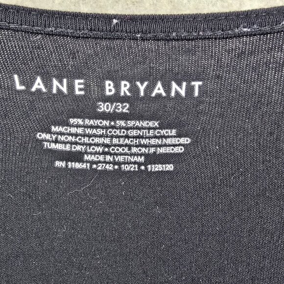 Lane Bryant Womens Knit Top Black/White Striped 30/32 V-Neck Long Sleeve Tunic - Picture 3 of 5